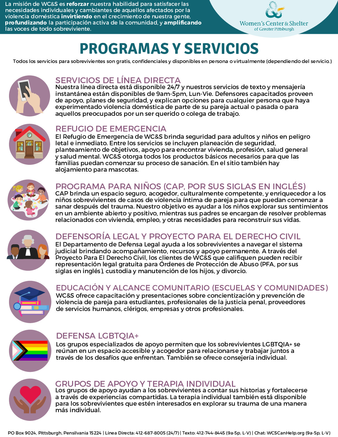 Programs & Services Flyer Spanish